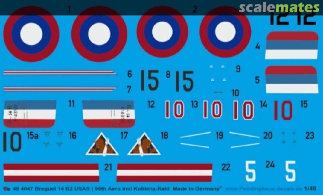 Boxart Breguet 14 B2 USAS (96th Aero incl. Koblenz-Raid) 48 4047 Peddinghaus-Decals Boxart Breguet 14 B2 USAS (96th Aero incl. Koblenz-Raid) 48 4047 Peddinghaus-Decals