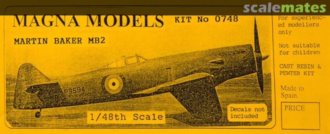 Boxart Martin Baker MB-2 0748 Magna Models Boxart Martin Baker MB-2 0748 Magna Models