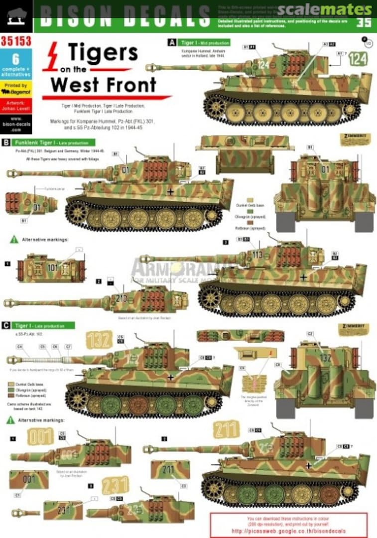 Boxart Tigers on the Western Front 35153 Bison Decals Boxart Tigers on the Western Front 35153 Bison Decals