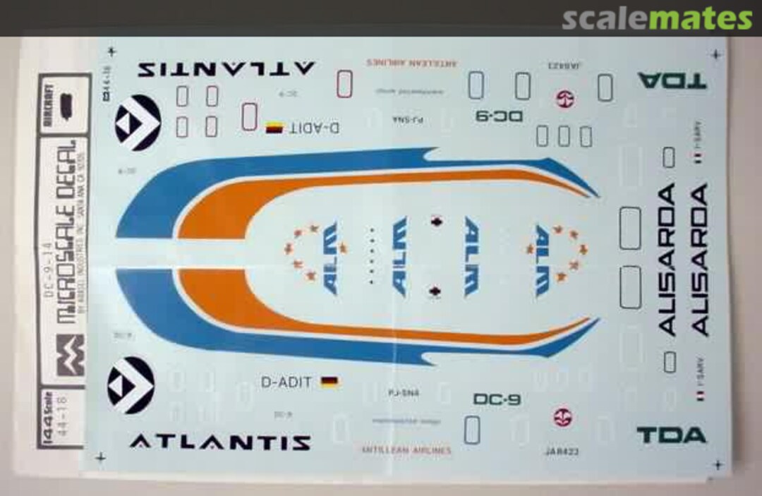 Boxart Douglas DC-9: ALM, Alisarda, Atlantis, TDA 44-18 Microscale Boxart Douglas DC-9: ALM, Alisarda, Atlantis, TDA 44-18 Microscale