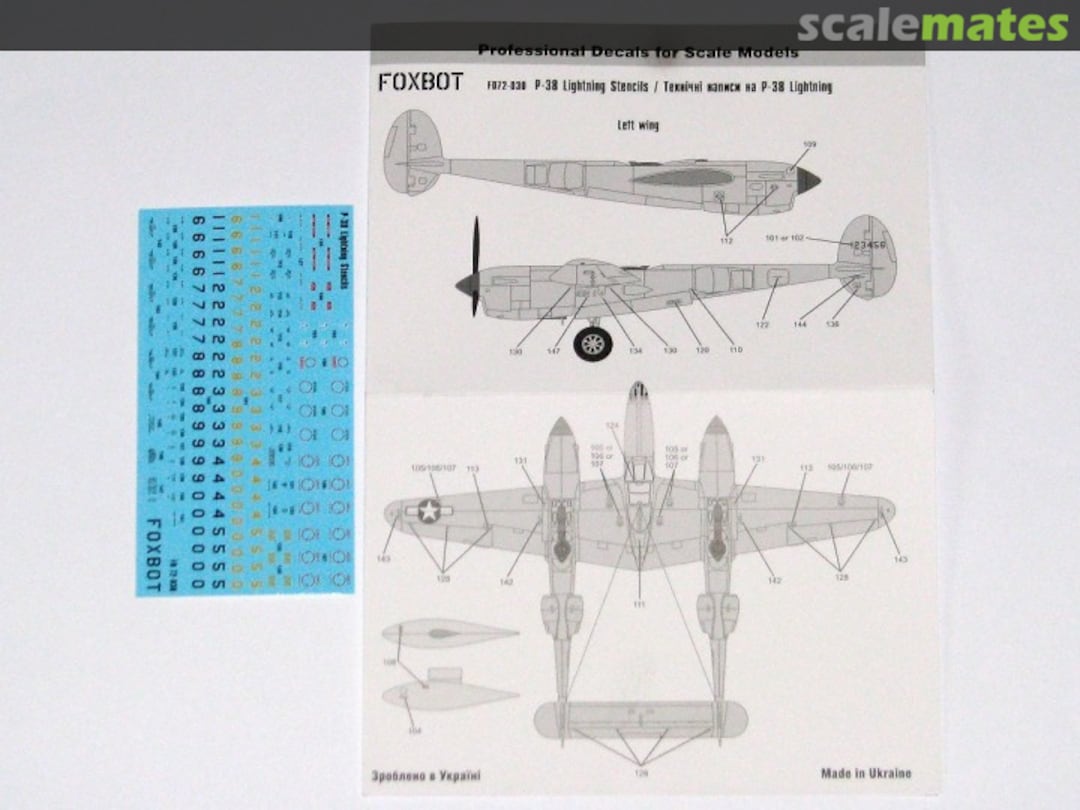 Boxart P-38 Lightning Stencils FD72-030 Foxbot Boxart P-38 Lightning Stencils FD72-030 Foxbot