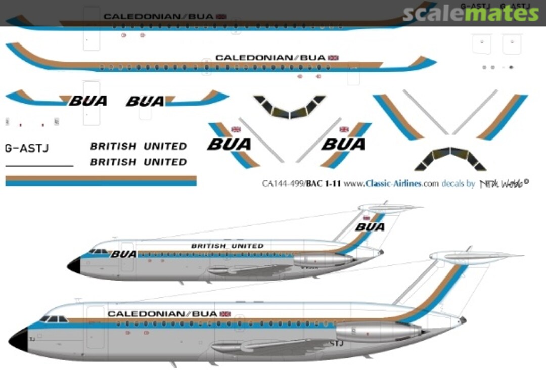 Boxart Caledonian/BUA (sky-biscuit) BAC 111 CA144-499 Classic Airlines Boxart Caledonian/BUA (sky-biscuit) BAC 111 CA144-499 Classic Airlines