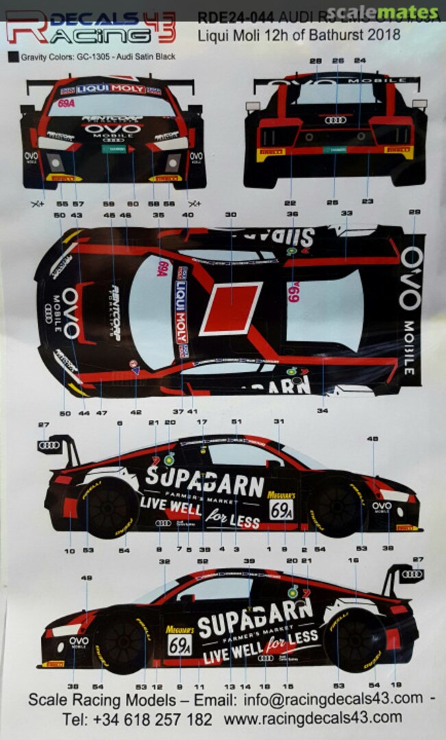Boxart Audi R8 LMS GT3 #69A RDE24-044 Racing Decals 43 Boxart Audi R8 LMS GT3 #69A RDE24-044 Racing Decals 43