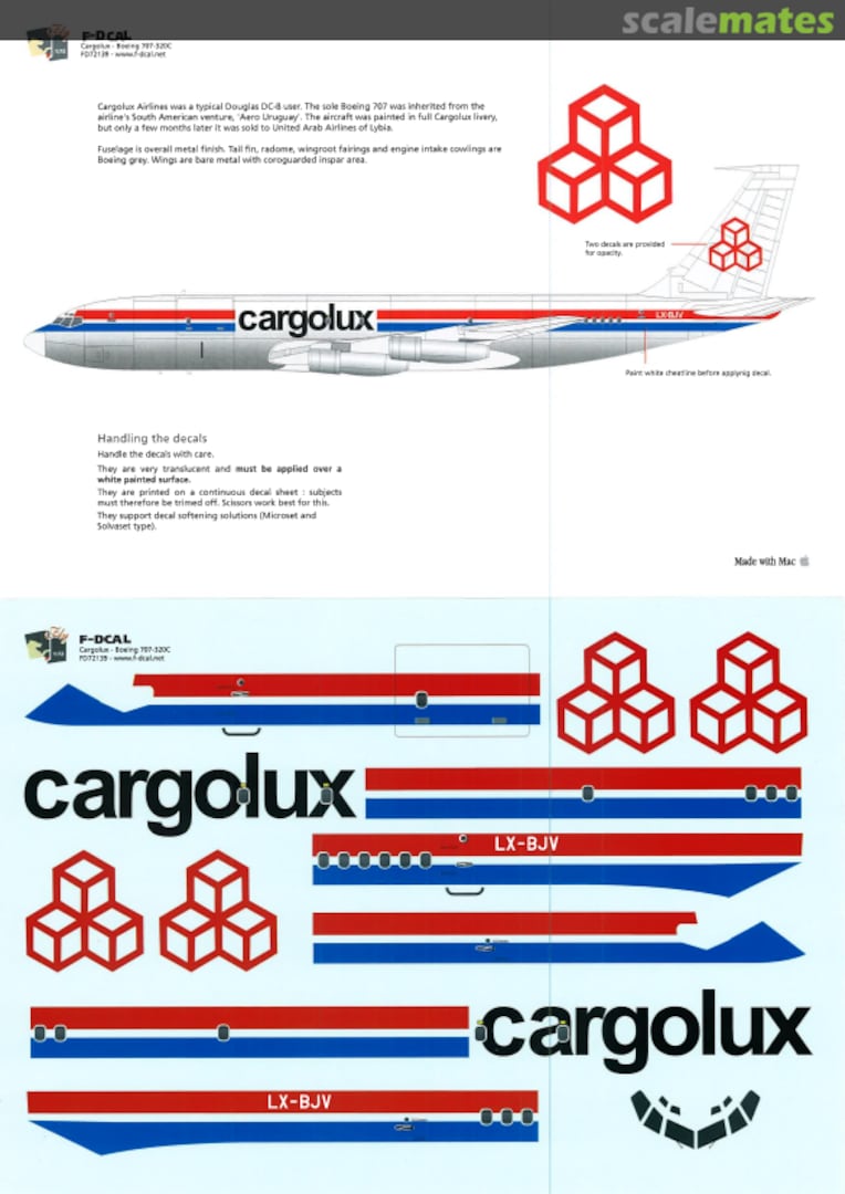 Boxart Cargolux Boeing 707-320C FD72139 F-DCAL Boxart Cargolux Boeing 707-320C FD72139 F-DCAL