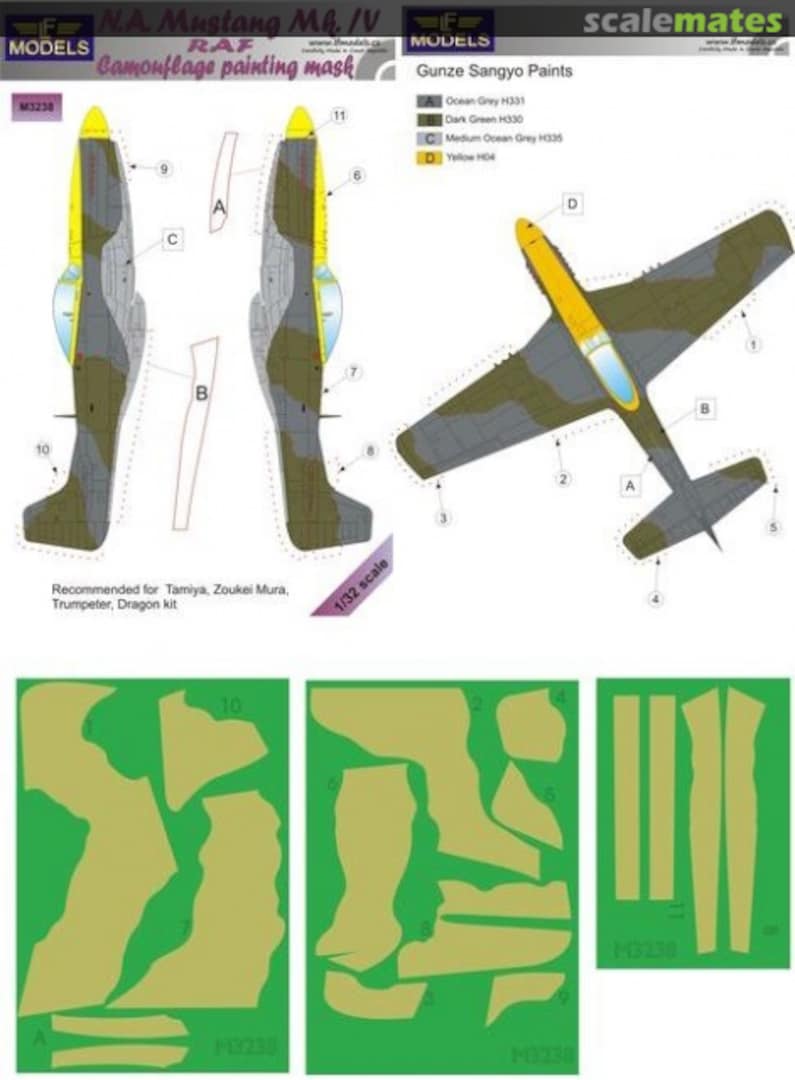 Boxart N.A. Mustang Mk.IV - RAF Camouflage Painting Mask M3238 LF Models Boxart N.A. Mustang Mk.IV - RAF Camouflage Painting Mask M3238 LF Models