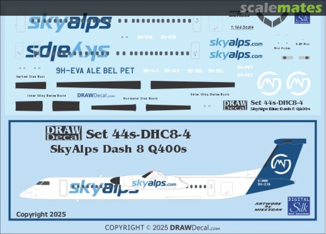 Boxart SkyAlps Dash 8 Q400s 44-DHC8-4 Draw Decal Boxart SkyAlps Dash 8 Q400s 44-DHC8-4 Draw Decal