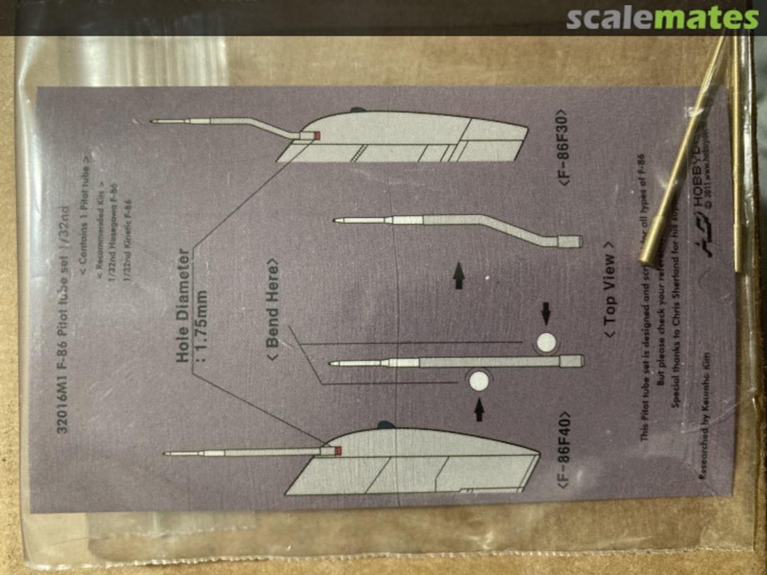 Boxart F-86 Sabre Pitot Tube Set MT32016M1 HobbyDecal