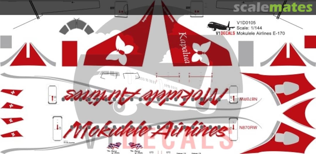Boxart Mokulele Airlines Embraer E170 V1D0105-144 V1 Decals Boxart Mokulele Airlines Embraer E170 V1D0105-144 V1 Decals