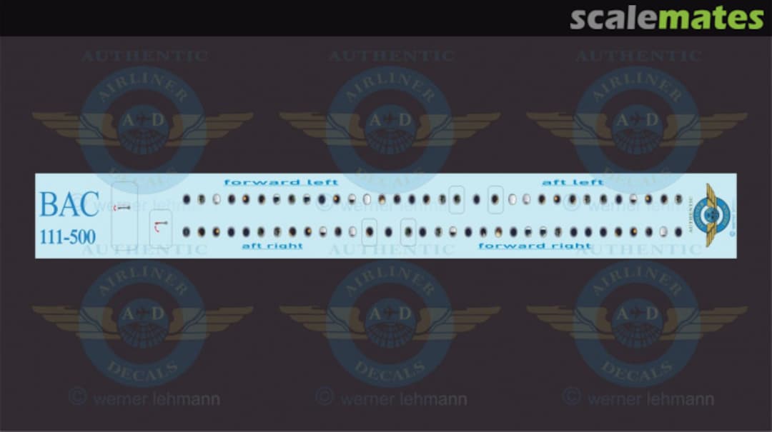 Boxart Cabin Window Decals, BAC111-500 - BAC1-11-500: Silver Frames D144-BAC2-5 Authentic-Airliner-Decals Boxart Cabin Window Decals, BAC111-500 - BAC1-11-500: Silver Frames D144-BAC2-5 Authentic-Airliner-Decals