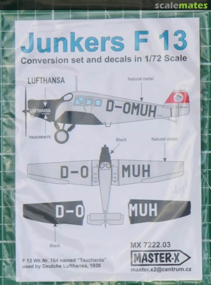 Boxart Junkers F 13 Lufthansa MX 7222.03 Master-X Boxart Junkers F 13 Lufthansa MX 7222.03 Master-X