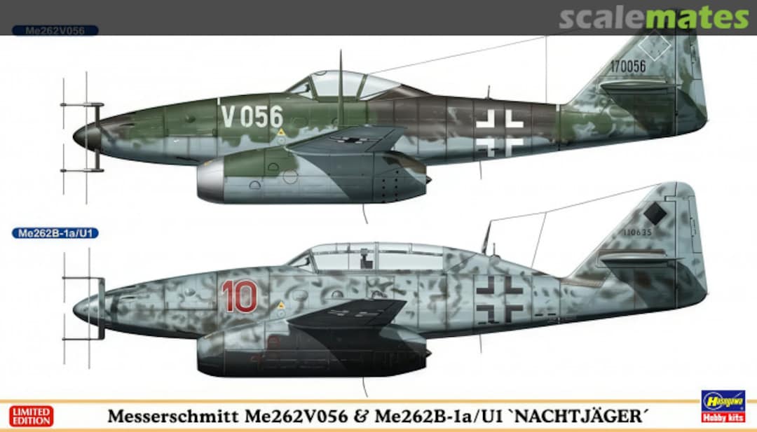 Boxart Messerschmitt Me262V056 & Me262B-1a/U1 02236 Hasegawa Boxart Messerschmitt Me262V056 & Me262B-1a/U1 02236 Hasegawa