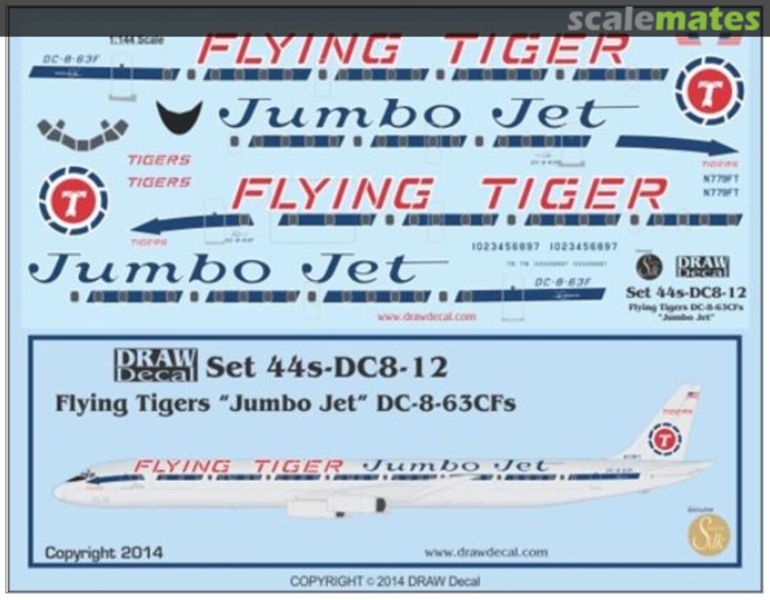 Boxart Douglas DC-8-63F Flying Tiger "Jumbo Jet" 44s-DC8-12 Draw Decal Boxart Douglas DC-8-63F Flying Tiger "Jumbo Jet" 44s-DC8-12 Draw Decal