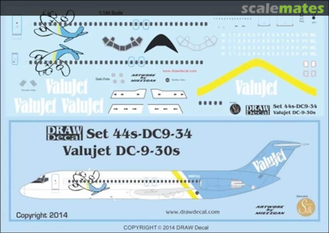 Boxart Valujet DC-9-30s 44s-DC9-34 Draw Decal Boxart Valujet DC-9-30s 44s-DC9-34 Draw Decal