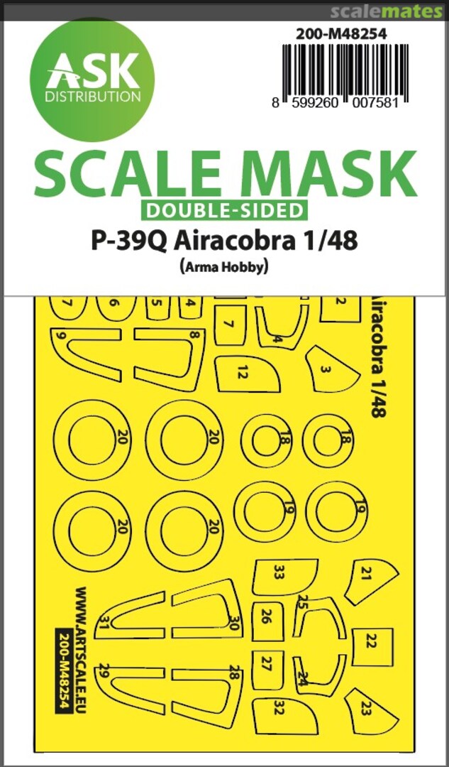 Boxart P-39Q Airacobra double-sided express fit mask 200-M48254 ASK Boxart P-39Q Airacobra double-sided express fit mask 200-M48254 ASK
