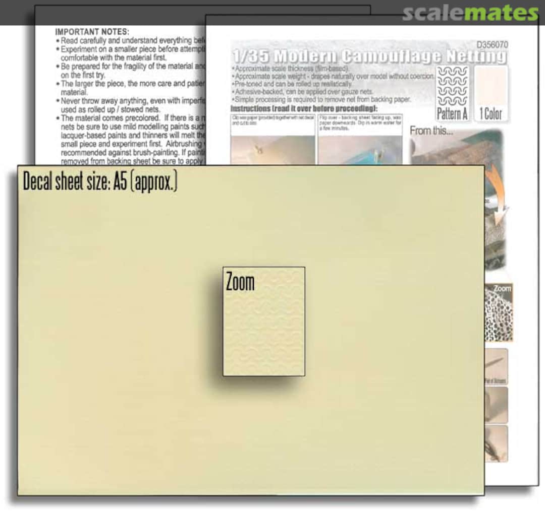 Boxart Modern Camouflage Netting - Pattern A (tan) D356070 Echelon Fine Details Boxart Modern Camouflage Netting - Pattern A (tan) D356070 Echelon Fine Details