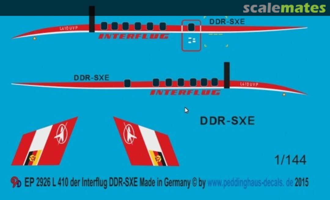 Boxart L410 der Interflug DDR-SXE EP 2926 Peddinghaus-Decals Boxart L410 der Interflug DDR-SXE EP 2926 Peddinghaus-Decals