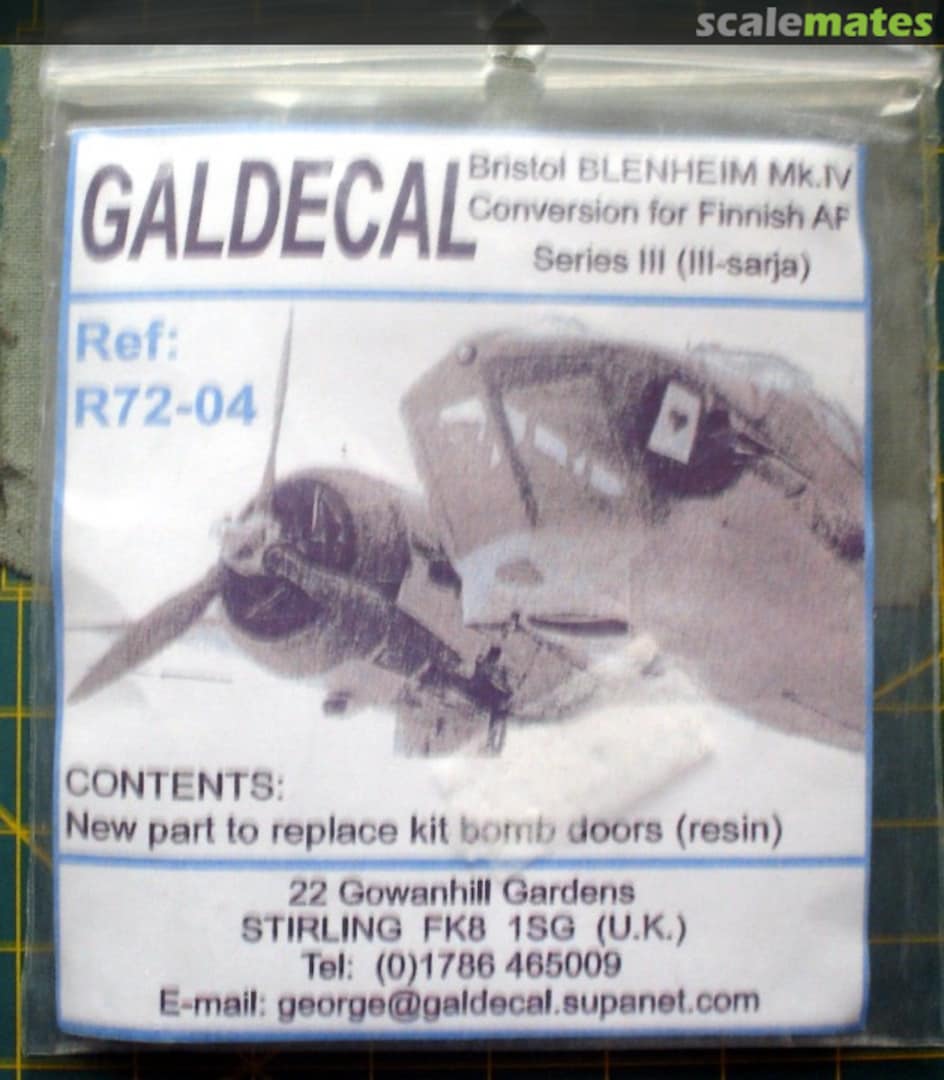 Boxart Bristol Blenheim Mk.IV for Finnish AF Series III (3-Sarja) R72-04 GALDECAL Boxart Bristol Blenheim Mk.IV for Finnish AF Series III (3-Sarja) R72-04 GALDECAL