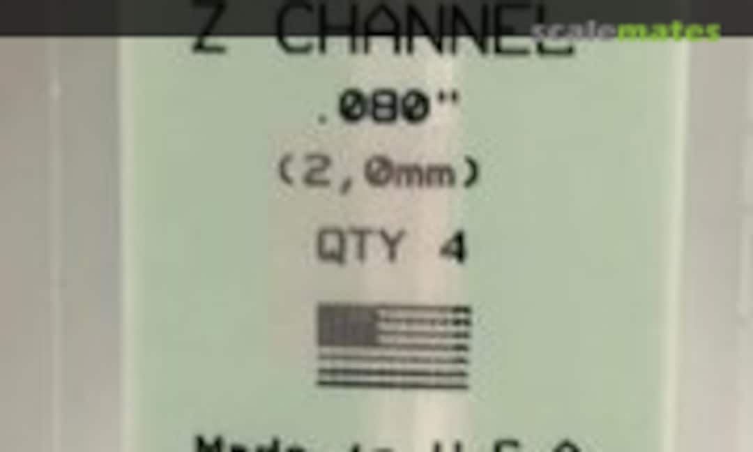 No .080" (2.0mm) Opaque White Polystyrene Z Channel (Evergreen Scale Models 752) 752
