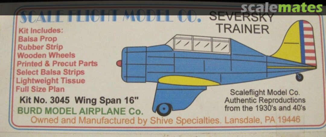 Boxart Seversky Trainer 3045 Scale Flight Model Co.