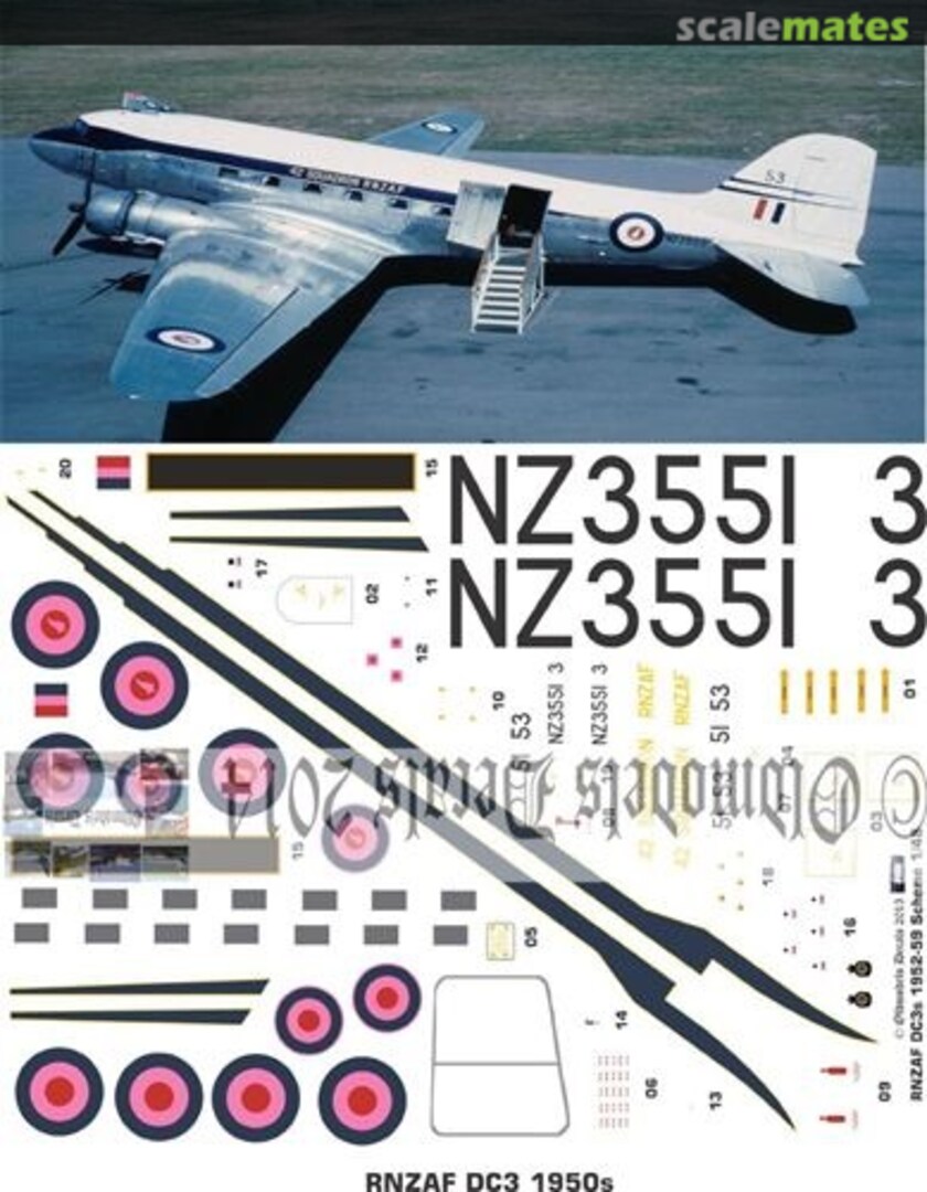 Boxart RNZAF DC-3 1950s OMD0856C Oldmodels Decals