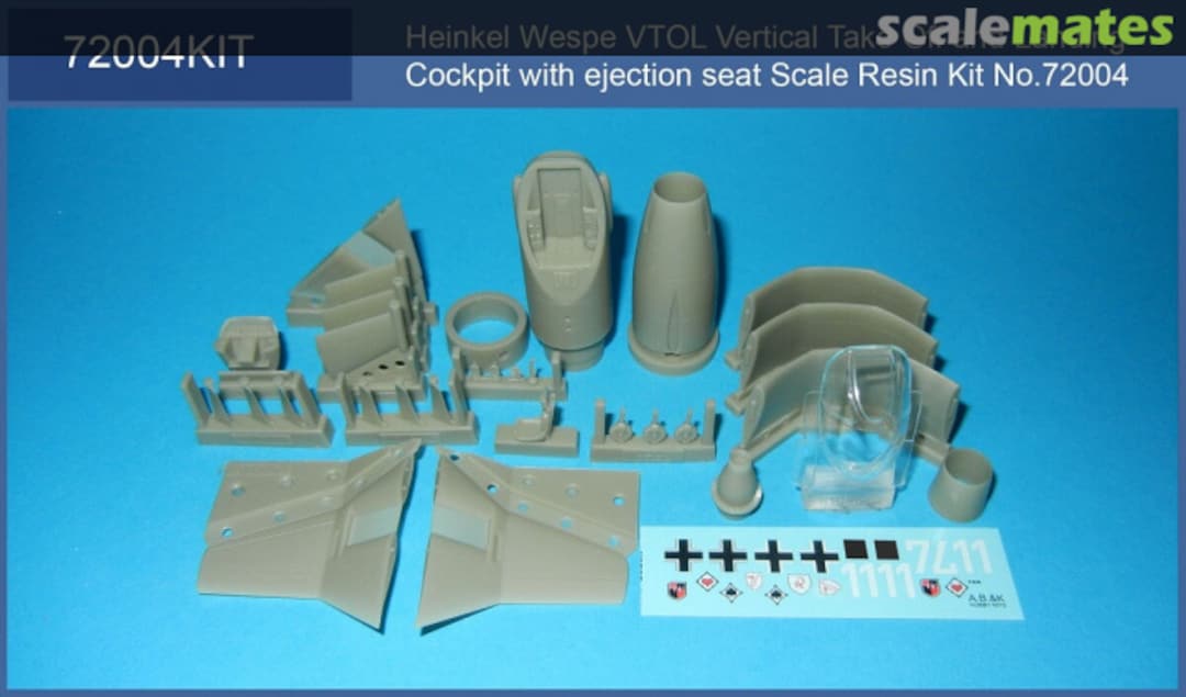 Contents Heinkel Wespe VTOL (cockpit with ejection seat) 72004KIT A.B.&K Hobby Kits Contents Heinkel Wespe VTOL (cockpit with ejection seat) 72004KIT A.B.&K Hobby Kits