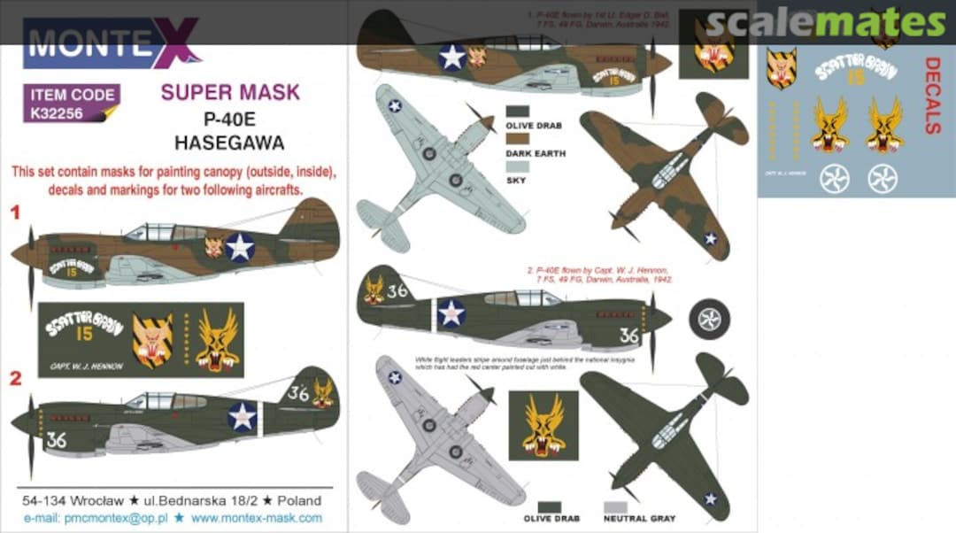 Boxart Curtiss P-40E Warhawk "USAAF" K32256 Montex Boxart Curtiss P-40E Warhawk "USAAF" K32256 Montex