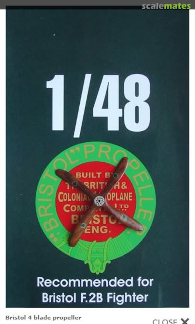 Boxart Bristol 4-Bladed Wooden Propellor P4810 LF Models Boxart Bristol 4-Bladed Wooden Propellor P4810 LF Models