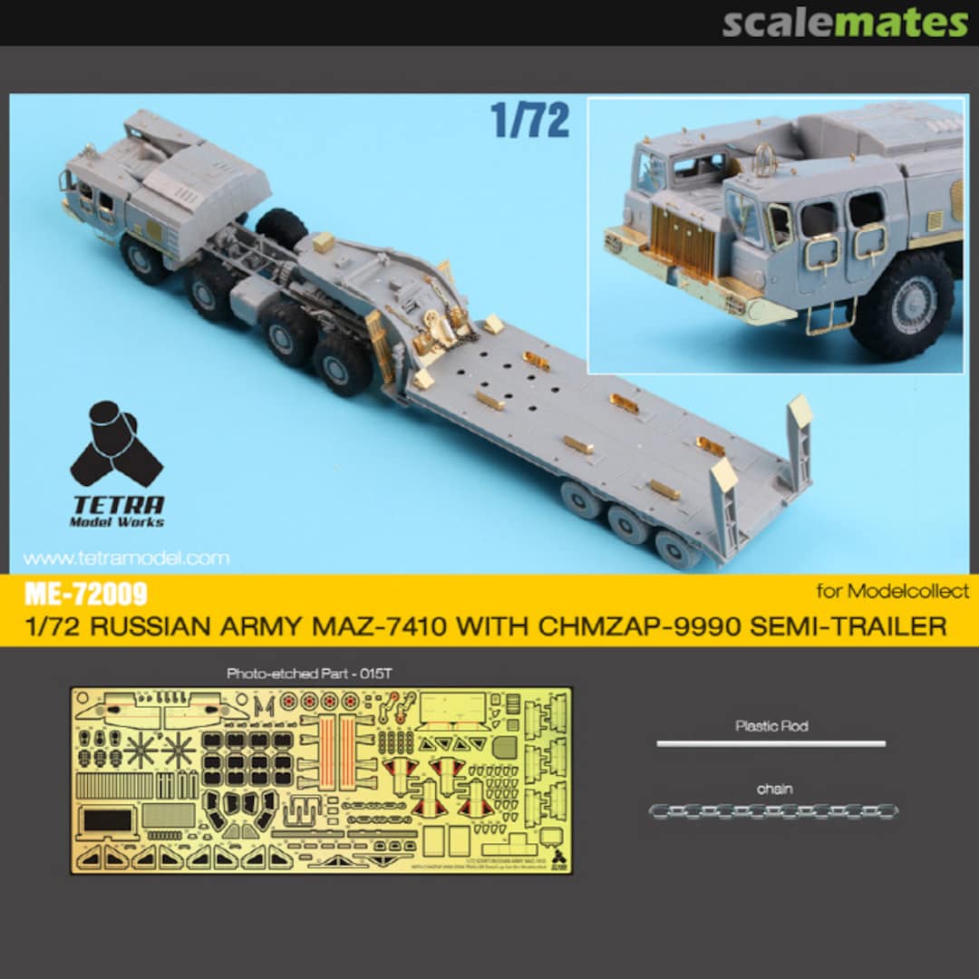 Boxart MAZ-7410 w/ChMZAP-9990 Semi-Tailer Detail set ME-72009 Tetra Model Works Boxart MAZ-7410 w/ChMZAP-9990 Semi-Tailer Detail set ME-72009 Tetra Model Works