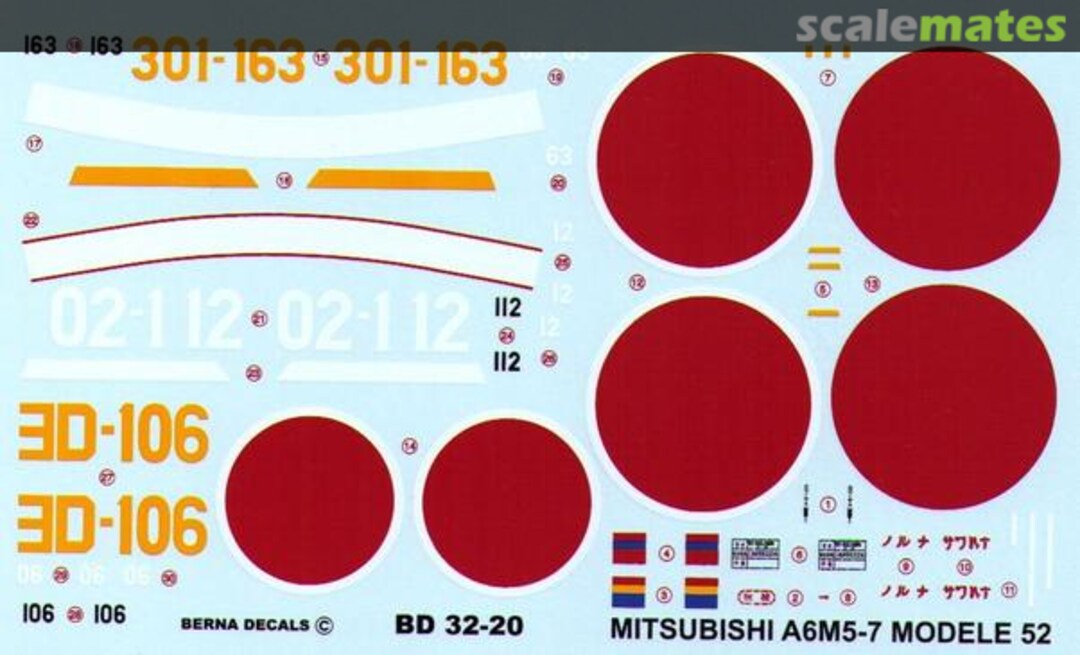 Boxart Mitsubishi A6M5-7 Modele 52 BD 32-20 Berna Decals Boxart Mitsubishi A6M5-7 Modele 52 BD 32-20 Berna Decals