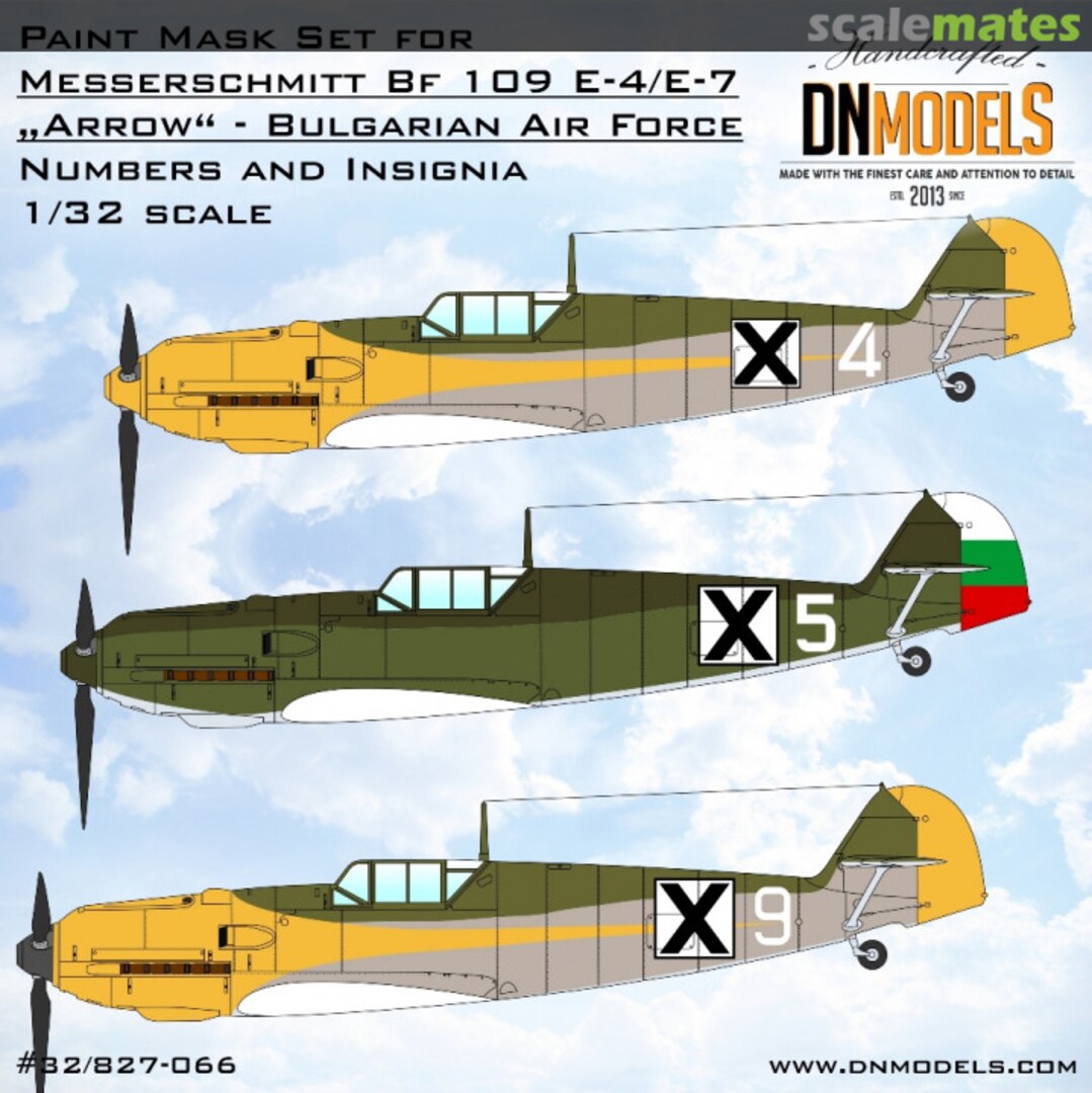 Boxart Messerschmitt Bf 109 E-4/E-7 “Arrow” Bulgarian Air Force Numbers & Insignia 32/827-066 DN Models Boxart Messerschmitt Bf 109 E-4/E-7 “Arrow” Bulgarian Air Force Numbers & Insignia 32/827-066 DN Models