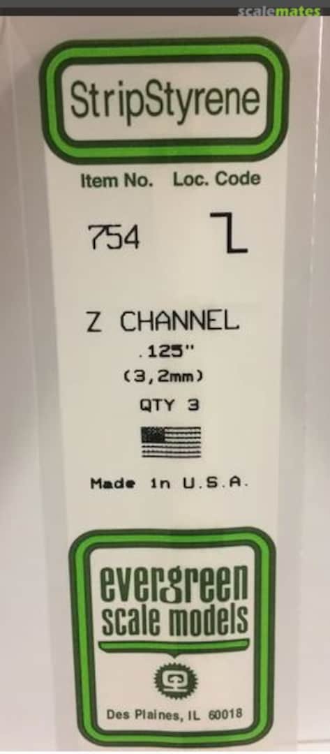 Boxart .125" (3.2mm) Opaque White Polystyrene Z Channel 754 Evergreen Scale Models Boxart .125" (3.2mm) Opaque White Polystyrene Z Channel 754 Evergreen Scale Models