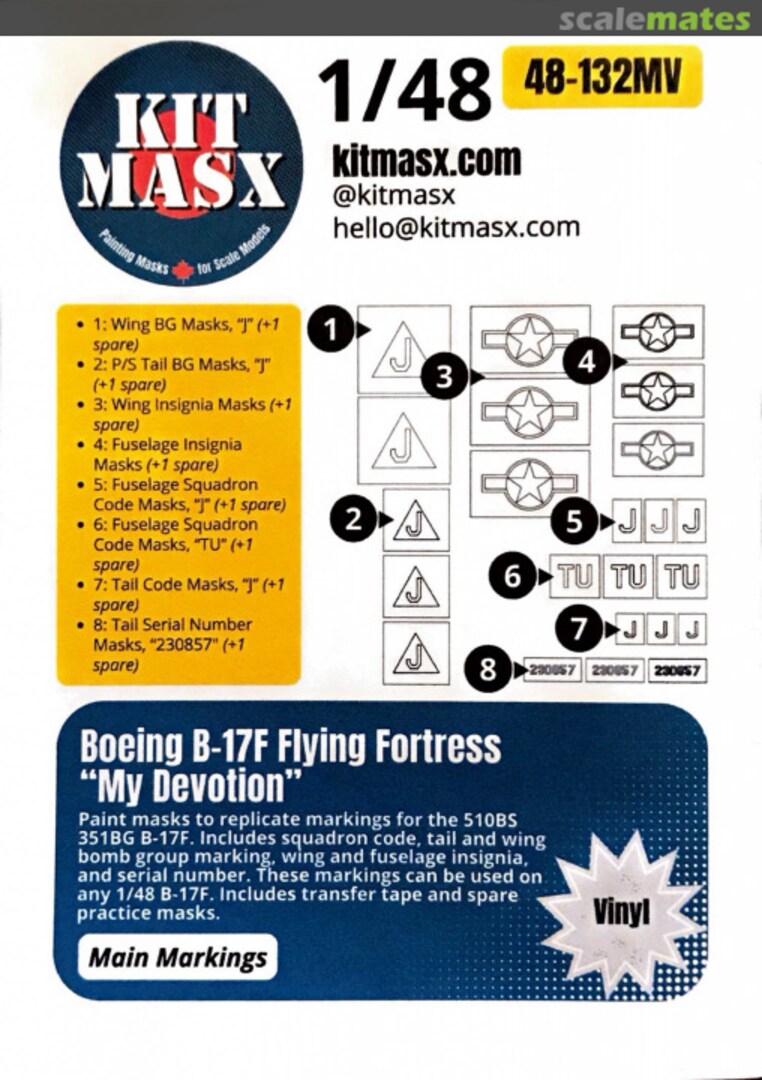 Boxart Boeing B-17F Flying Fortress "My Devotion" 48-132MV Kit Masx Boxart Boeing B-17F Flying Fortress "My Devotion" 48-132MV Kit Masx