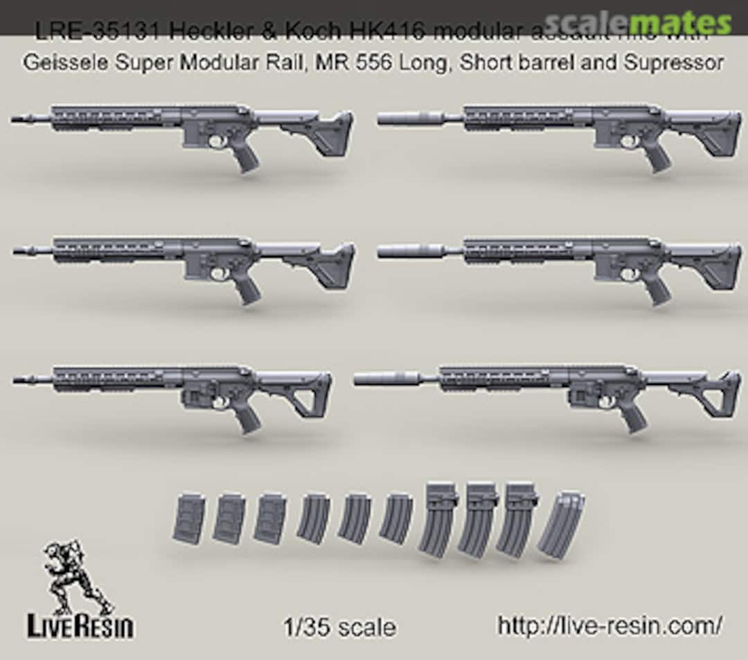Boxart Heckler & Koch HK416 with/without Redi-Mag + with Geissele Super M. Rail LRE-35131 Live Resin Boxart Heckler & Koch HK416 with/without Redi-Mag + with Geissele Super M. Rail LRE-35131 Live Resin