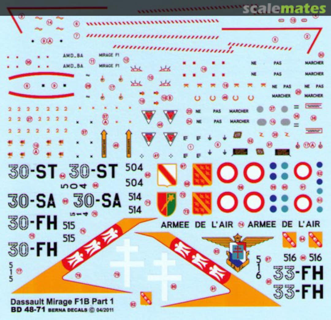 Boxart Dassault Mirage F1 B BD 48-71 Berna Decals