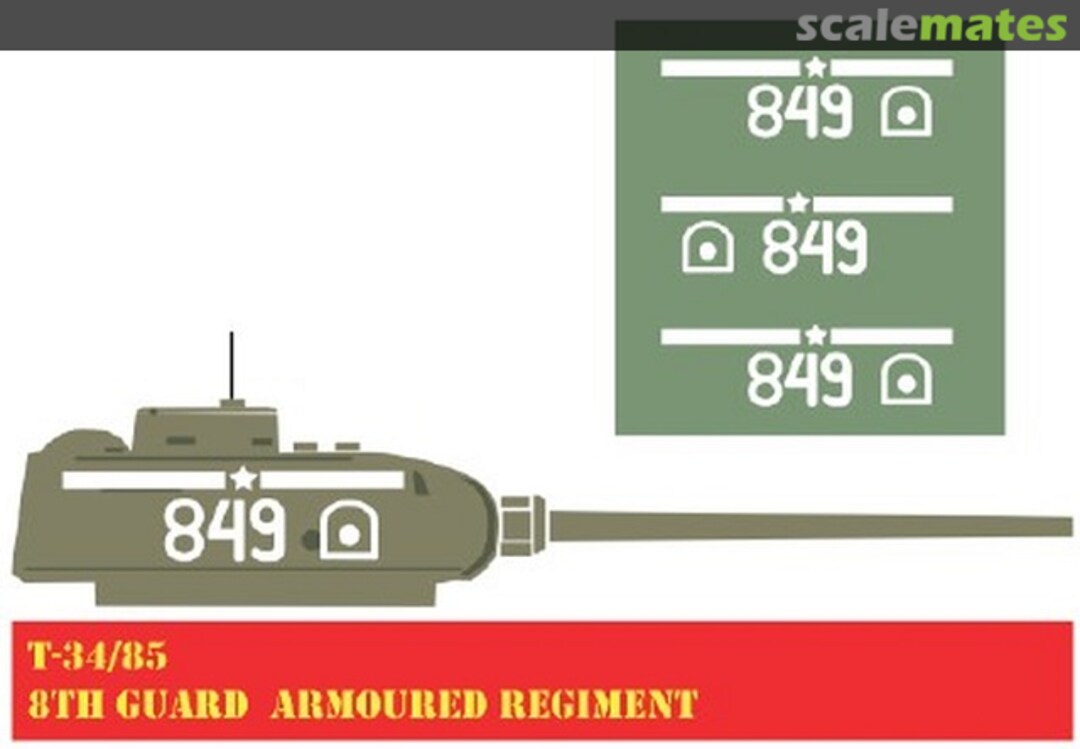 Boxart T-34/85 '849 ' 8th Guard Armoured Regiment Paint mask T3416016 HQ-Masks
