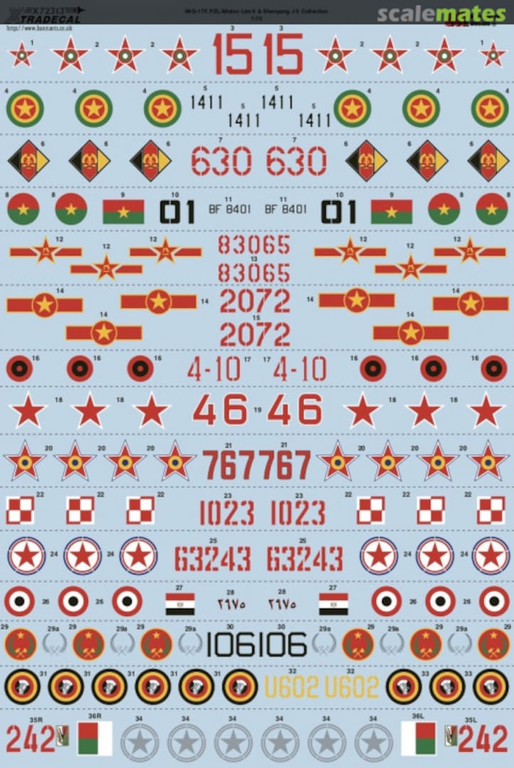 Boxart Mikoyan MiG-17F, PZL-Mielec Lim-5 & Shenyang J-5 Collection X72313 Xtradecal