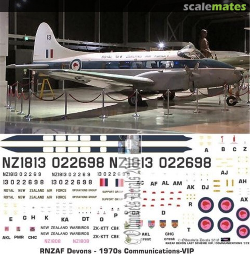 Boxart RNZAF Devon - Communications-VIP - 1970-81 OMD0647 Oldmodels Decals