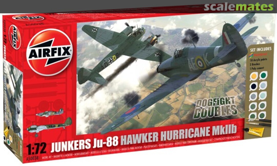 Boxart Junkers Ju-88 & Hawker Hurricane MkIIb A50038 Airfix Boxart Junkers Ju-88 & Hawker Hurricane MkIIb A50038 Airfix