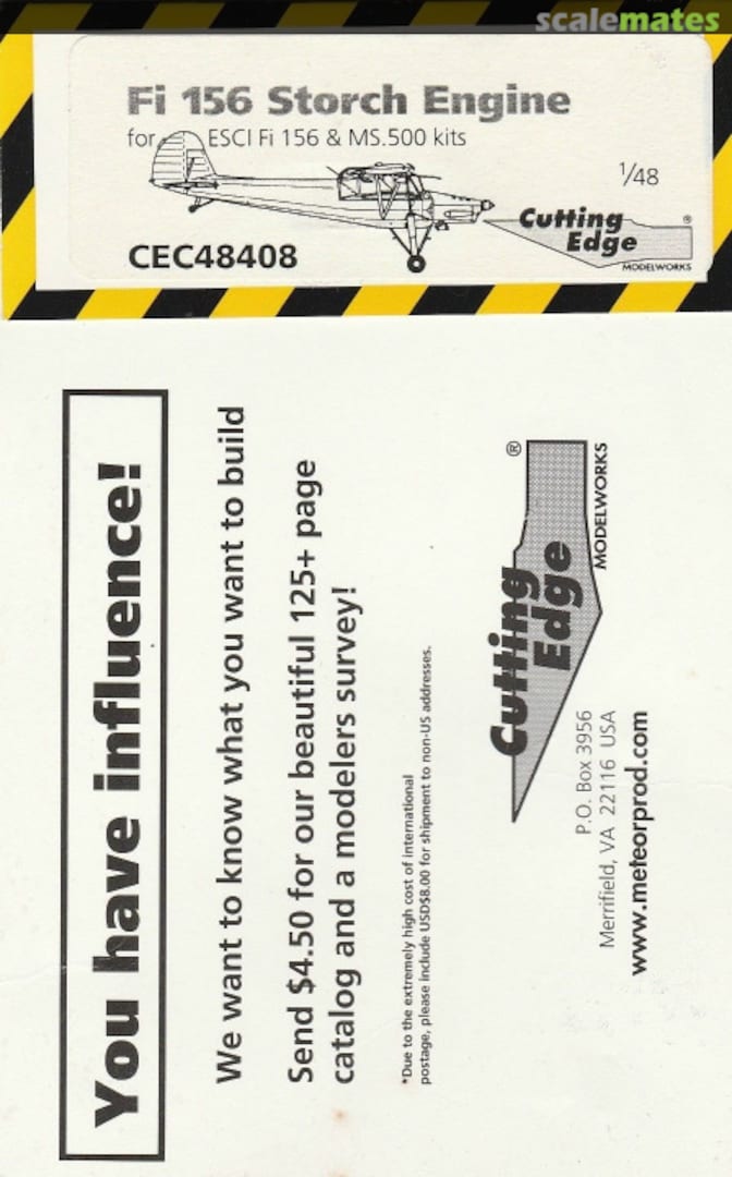 Boxart Fi.156 Storch Corrected Cowling & Engine CEC48408 Cutting Edge Modelworks Boxart Fi.156 Storch Corrected Cowling & Engine CEC48408 Cutting Edge Modelworks