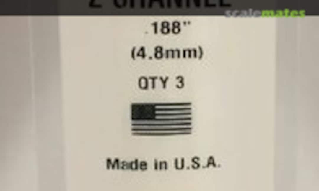 No .188" (4.8mm) Opaque White Polystyrene Z Channel (Evergreen Scale Models 756) 756