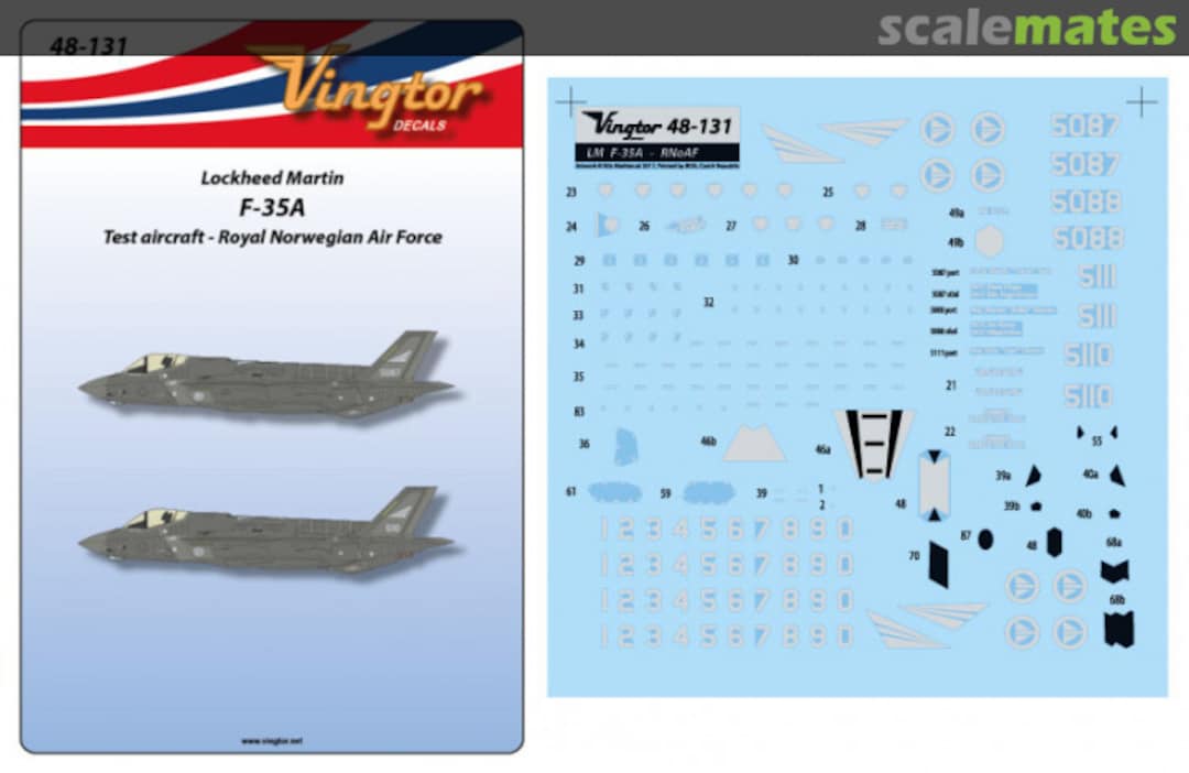 Boxart Lockheed-Martin F-35A - RNoAF 48-131 Vingtor Decals Boxart Lockheed-Martin F-35A - RNoAF 48-131 Vingtor Decals