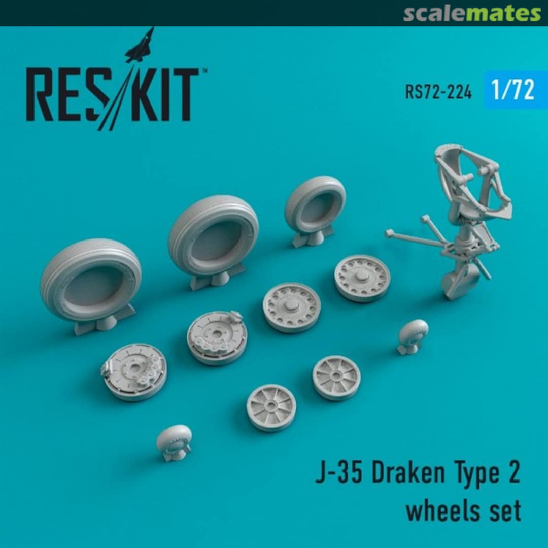 Boxart J-35 Draken wheels set (Type 2) RS72-0224 ResKit Boxart J-35 Draken wheels set (Type 2) RS72-0224 ResKit