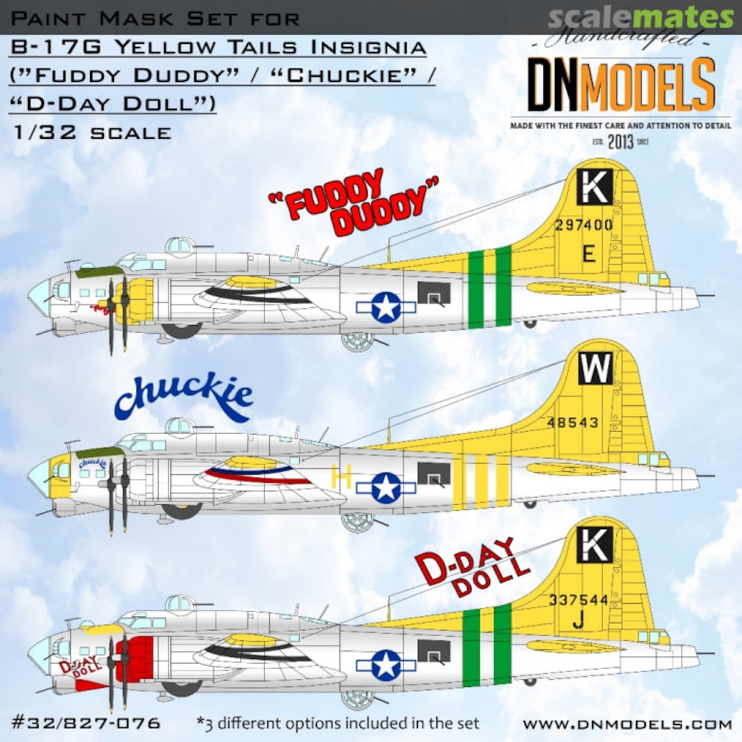 Boxart B-17G Flying Fortress Yellow Tails Insignia Paint Mask Set 32/827-076 DN Models