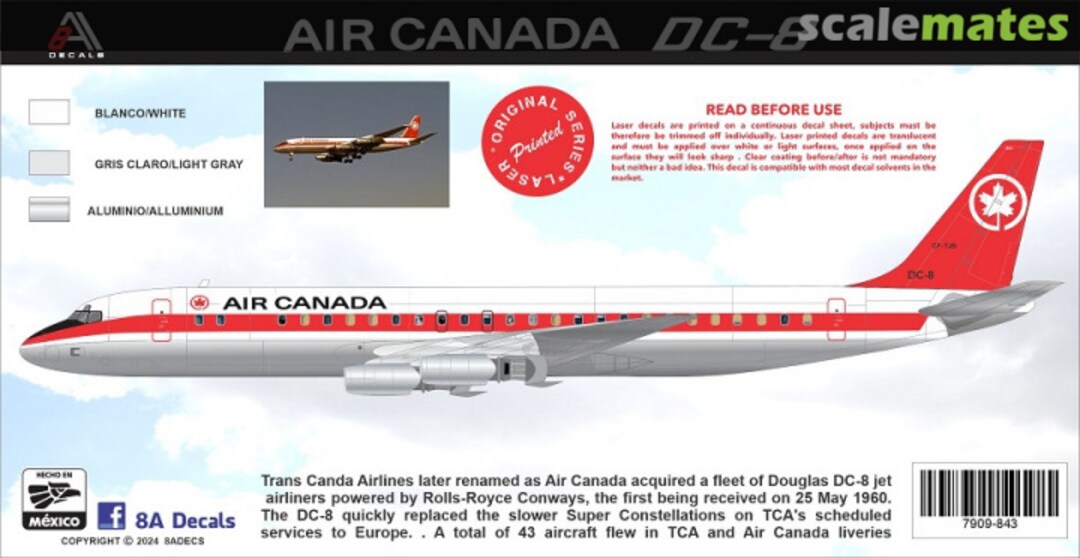 Boxart Air Canada Douglas DC-8 A 40 Series 7909-843-144-A40 8aDecs Boxart Air Canada Douglas DC-8 A 40 Series 7909-843-144-A40 8aDecs