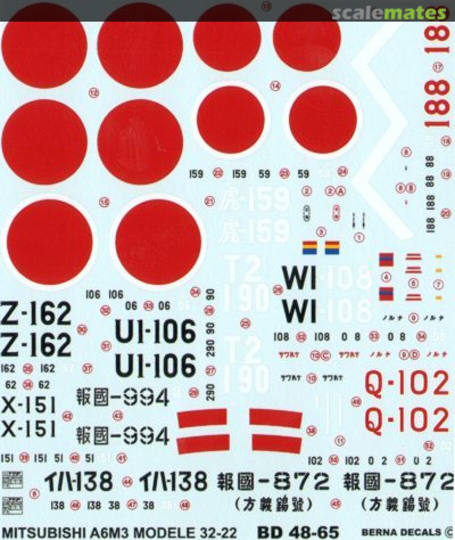 Boxart Mitsubishi A6M3 Zero "Hamp" Model 32-22 BD 48-65 Berna Decals Boxart Mitsubishi A6M3 Zero "Hamp" Model 32-22 BD 48-65 Berna Decals