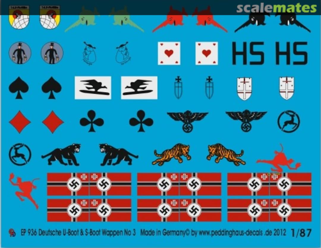 Boxart Deutsche U-Boot & S-Boot Wappen No 3 EP 936 Peddinghaus-Decals