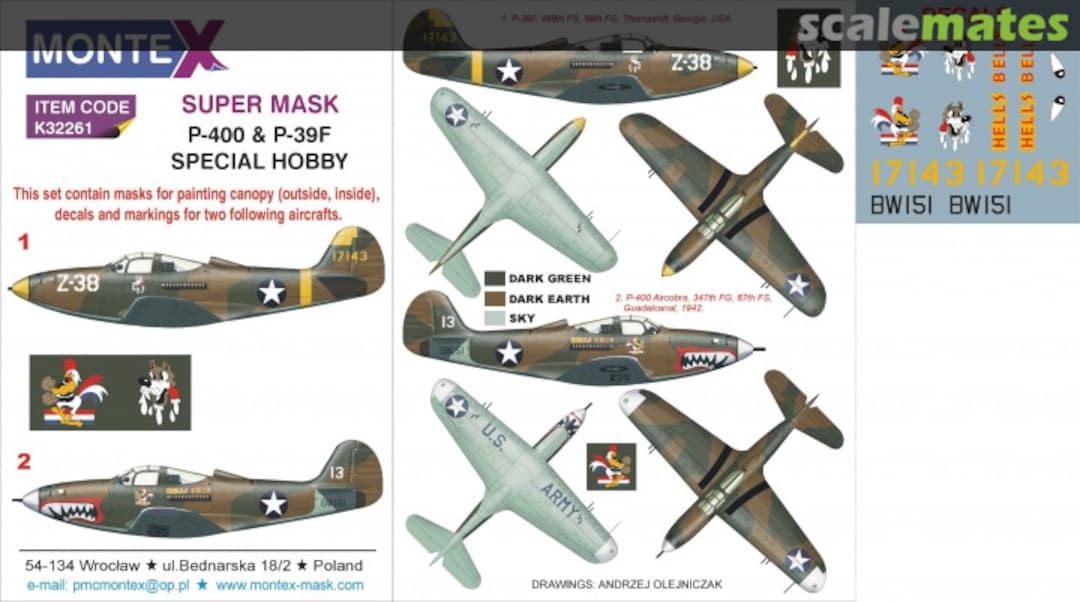 Boxart Bell P-400 & P-39F Airacobra K32261 Montex Boxart Bell P-400 & P-39F Airacobra K32261 Montex