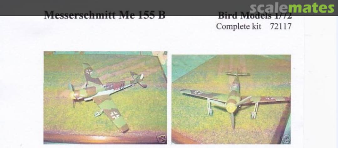 Boxart Messerschmitt Me 155 B 72117 Bird Models Boxart Messerschmitt Me 155 B 72117 Bird Models