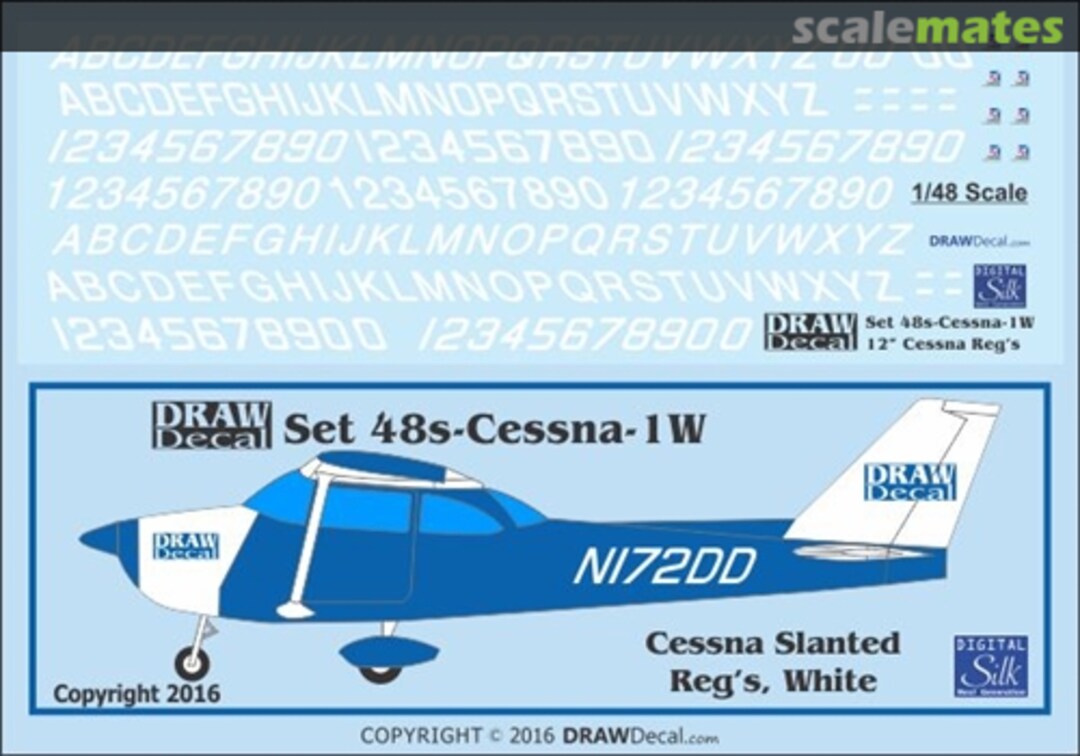 Boxart Cessna Slanted Registrations, White 48s-Cessna-1W Draw Decal Boxart Cessna Slanted Registrations, White 48s-Cessna-1W Draw Decal