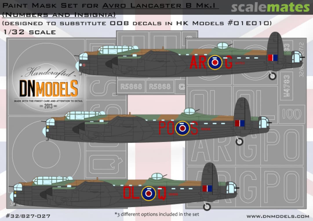 Boxart Avro Lancaster B Mk.I Insignia and Numbers Paint Mask Set 32/827-027 DN Models Boxart Avro Lancaster B Mk.I Insignia and Numbers Paint Mask Set 32/827-027 DN Models
